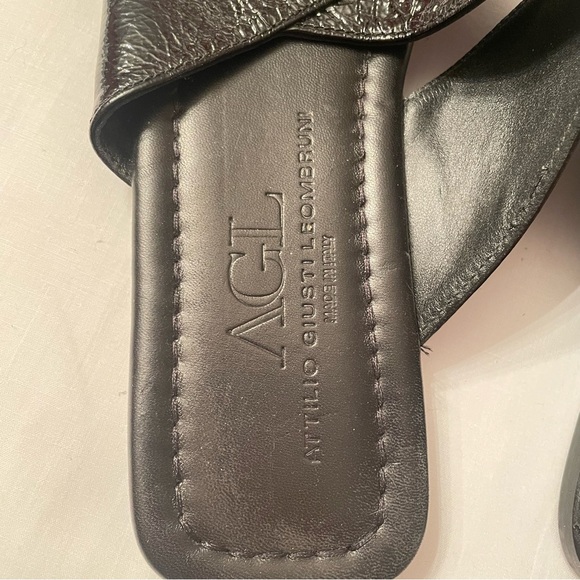 AGL Sandals in Black Shimmery Leather Size 42 (US 11) - Picture 2 of 4